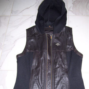 Harley Davidson Thick Lthr & Stretch Nylon Vest XS